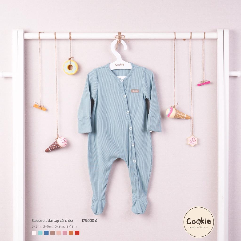 Body Có Tất Cookie/ Bộ SleepSuit Cookie Dài Tay Cài Chéo Liền Tất Chất Cotton Tăm Mềm Mại