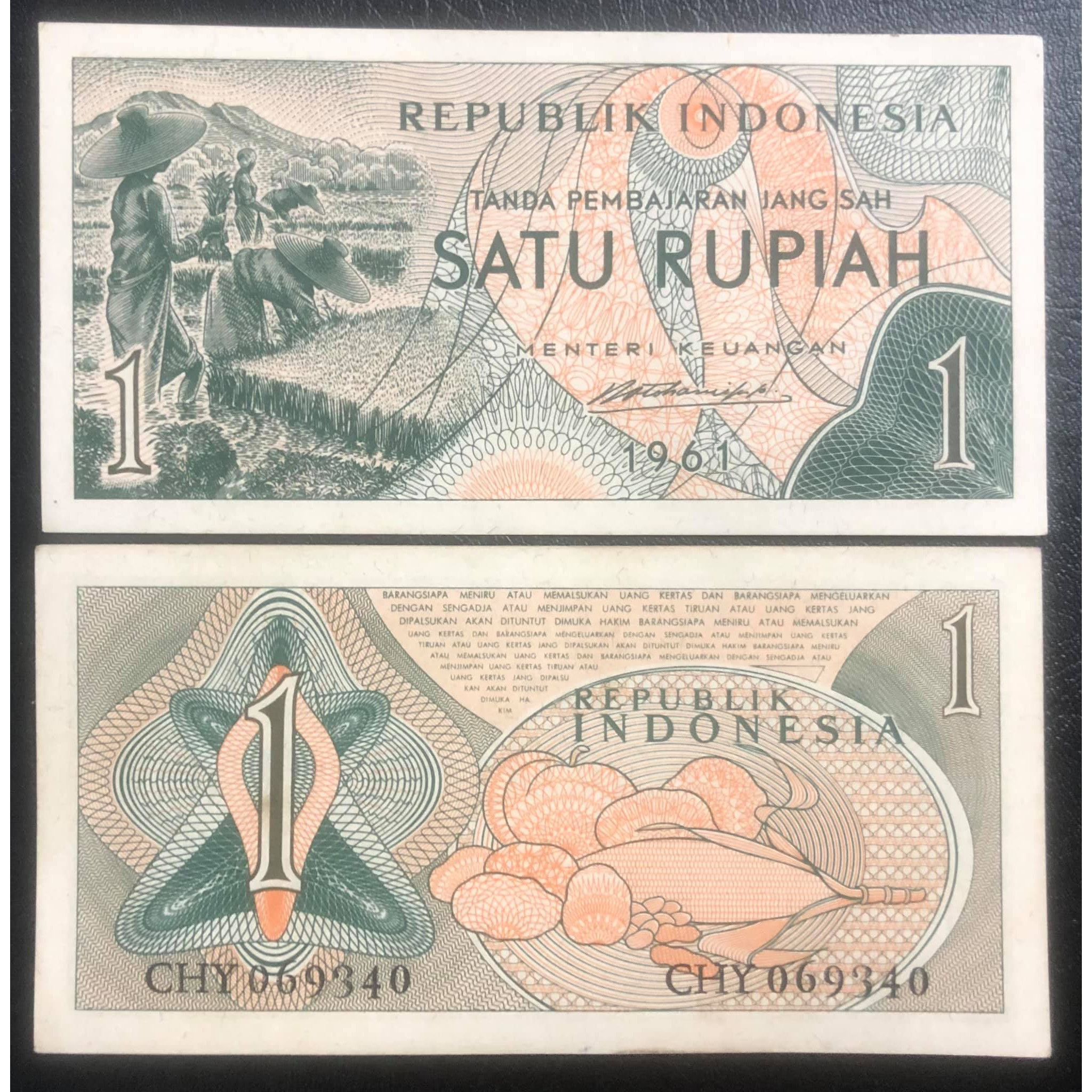 Tiền cổ Indonesia 1 rupiah 1961 sưu tầm