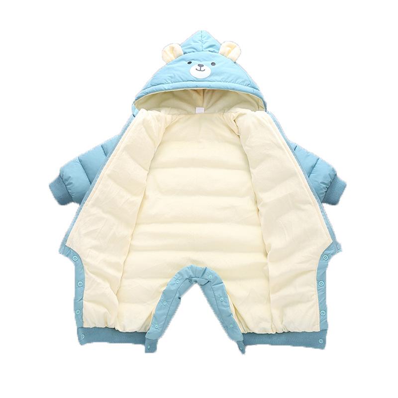 Mới Sinh Dễ Thương Bé Gấu Trúc Quần Áo Mùa Đông Có Mũ Trùm Đầu Rompers Cotton Dày Dặn Ấm Áp Bộ Trang Phục Jumpsuit Áo Liền Quần Snowsuit Trẻ Em Bé Trai Quần Áo