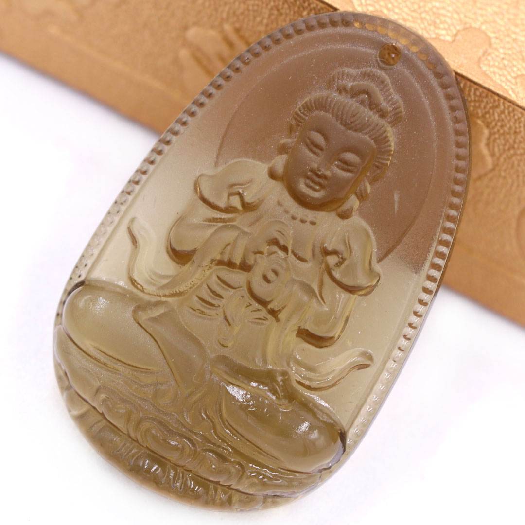 Mặt Phật Đại nhật như lai đá obsidian  3.6 cm kèm vòng cổ dây dù nâu - mặt dây chuyền size M, Mặt Phật bản mệnh