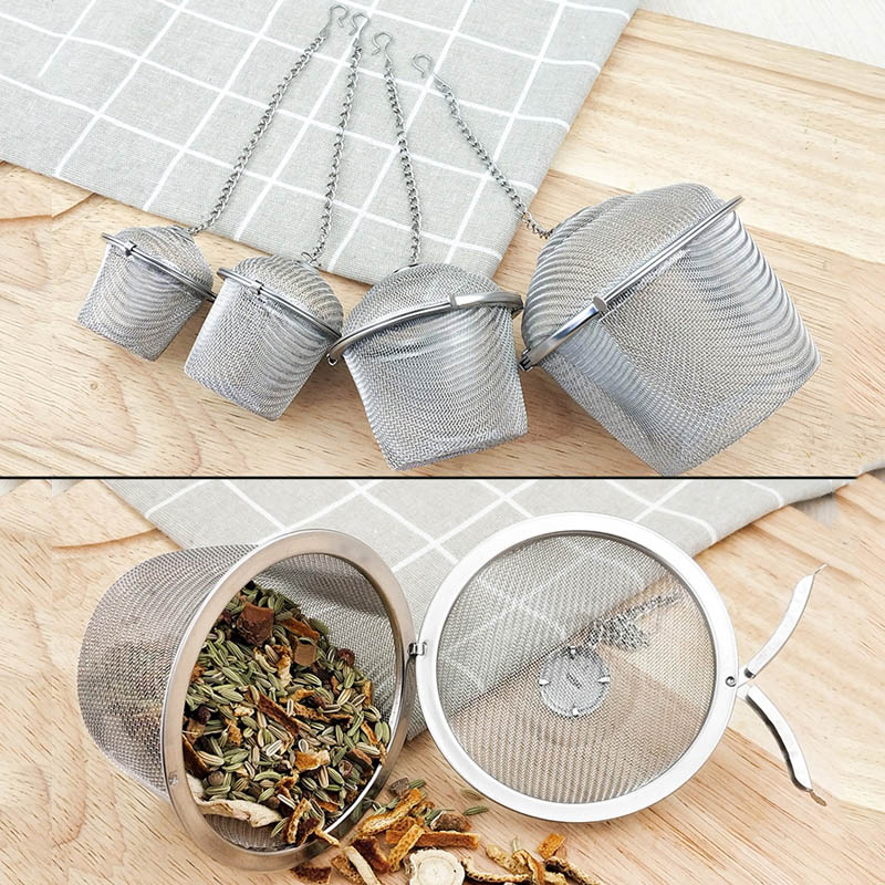 Bộ lọc pha trà bằng Inox 304 dạng lưới, hình trụ tròn, loại cực đại 110x95mm
