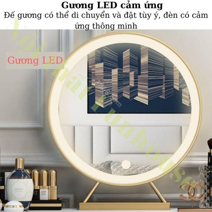 Bàn phấn trang điểm công chúa giương led có ngăn chứa đồ Funhouse chân sắt khung gỗ  cao cấp - A19