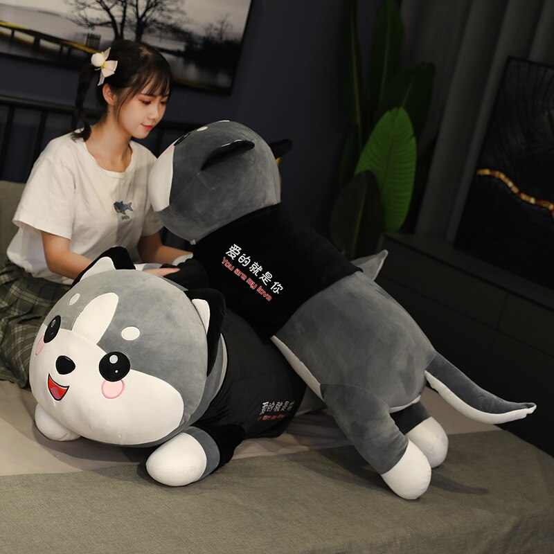 Thú nhồi bông mèo xám mặc áo - Size từ 65cm đến 100cm - Quà tặng mèo xám mặc áo nhồi bông dễ thương - Gối ôm mềm mịn cho bé