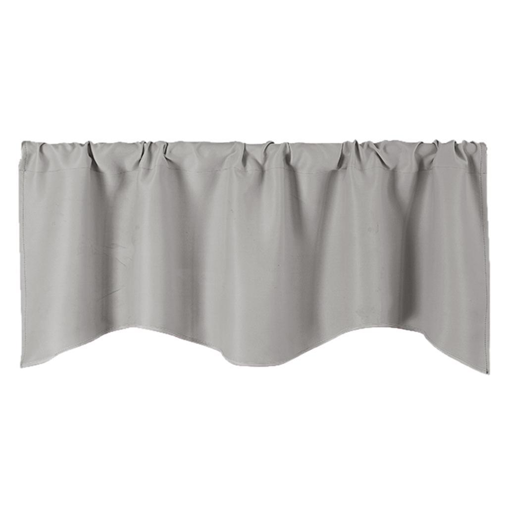 3xShort Curtain Panel Solid Color Valance for Kitchen Windows Light Grey