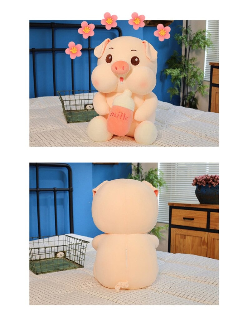 Thú nhồi bông lợn bú bình sữa đáng yêu - Size từ 40cm đến 80cm - Quà tặng gấu bông lợn bú bình siêu dễ thương - Gối ôm chống giật mình cho bé