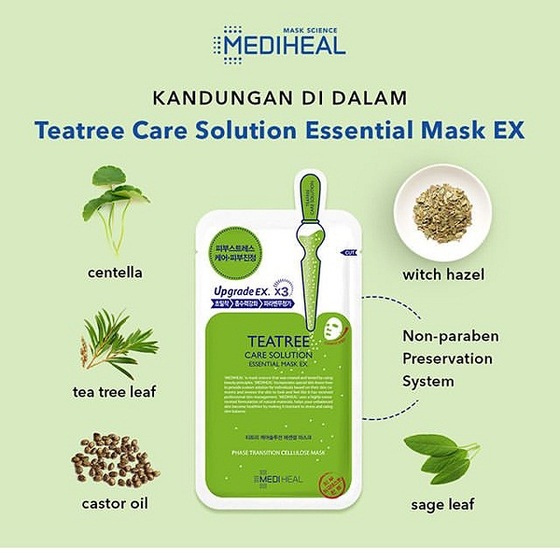 Mặt Nạ Tinh Chất Tràm Trà Ngăn Ngừa Mụn Mediheal Tea tree Care Solution Essential Mask Ex 24ml