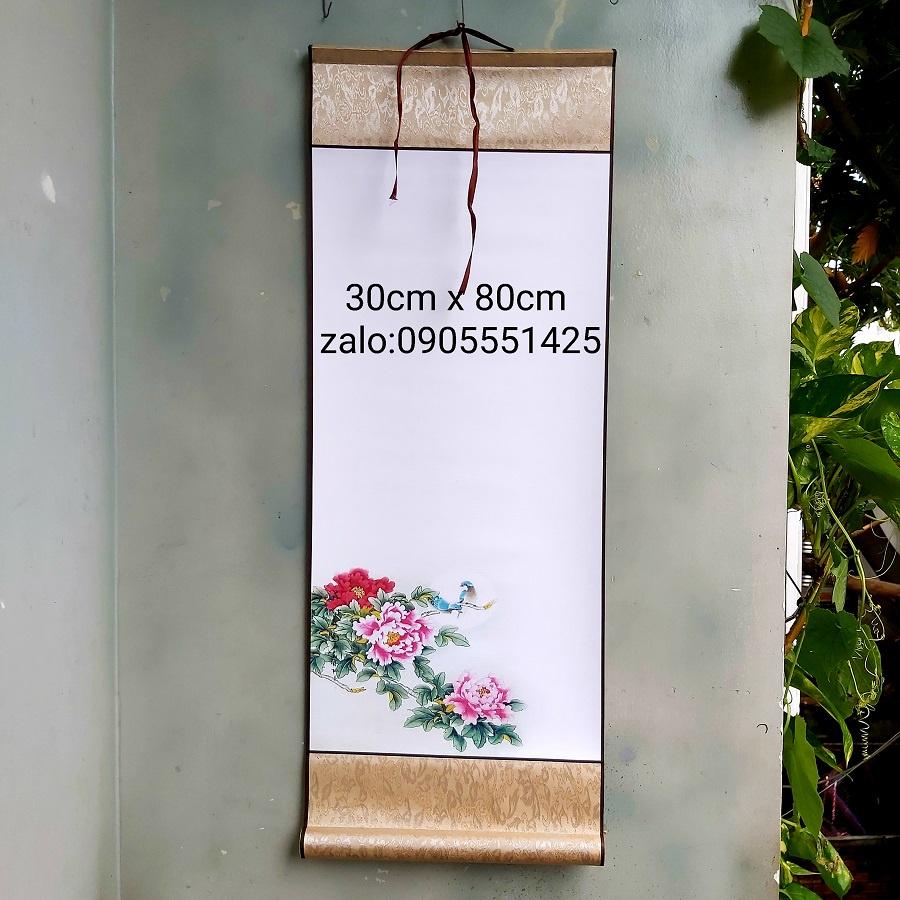 Bộ 4 biểu lụa viết thư pháp in tranh 4 mẫu kích thước 30cm x 80cm