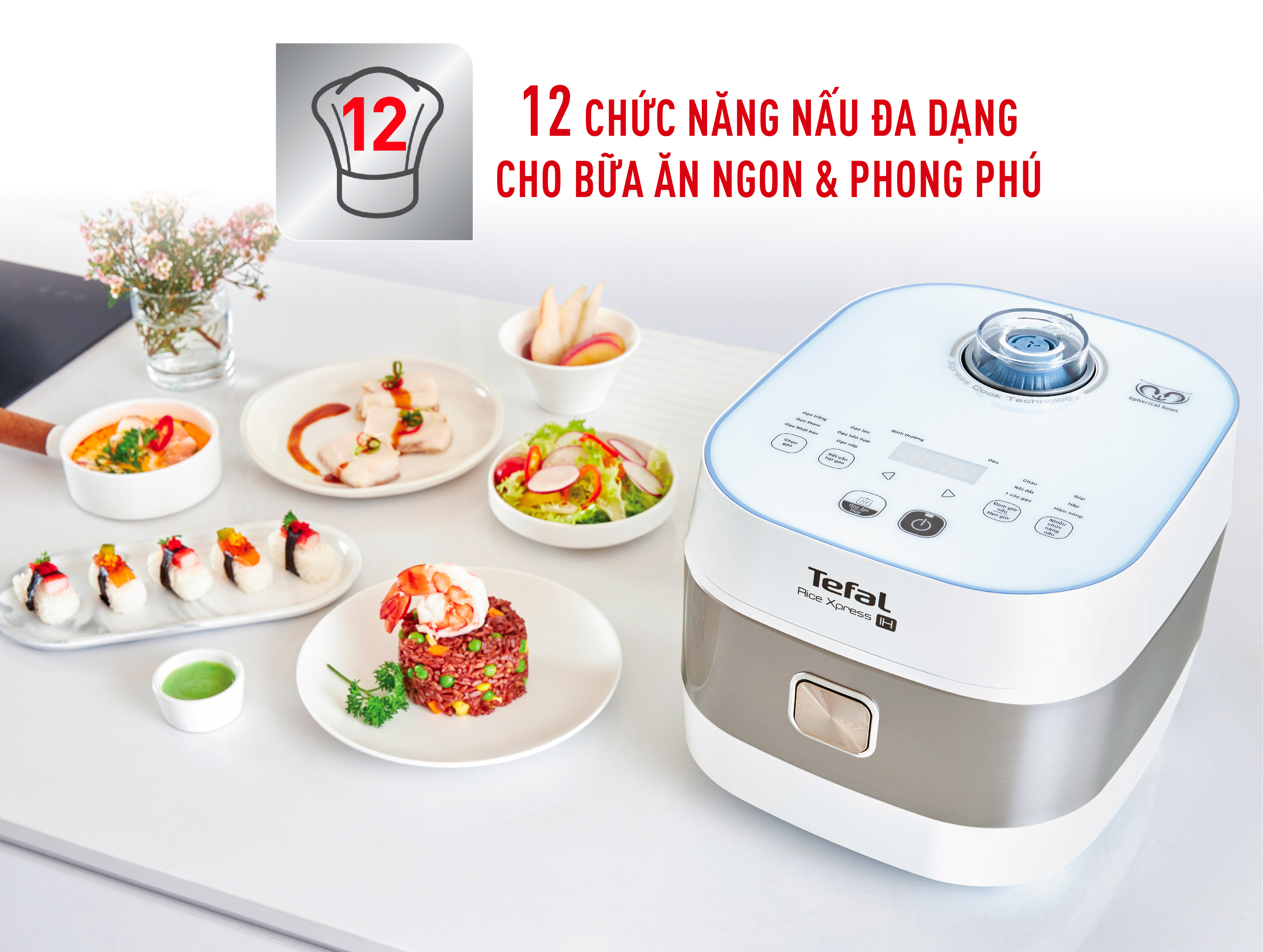 Combo Nồi cơm điện tử cao tần Tefal 1.5L RK762168 & Bộ 2 Chảo chiên Tefal Day By Day 24-28 - Hàng chính hãng