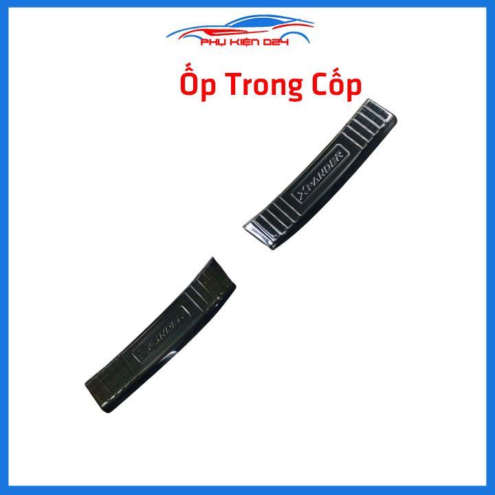 Ốp chống trầy cốp Xpander thép không gỉ vân titan bảo vệ xe chống va đập