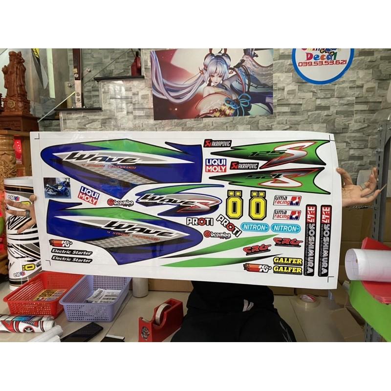 Tem rời dành cho xe Wave S 125 xanh đen