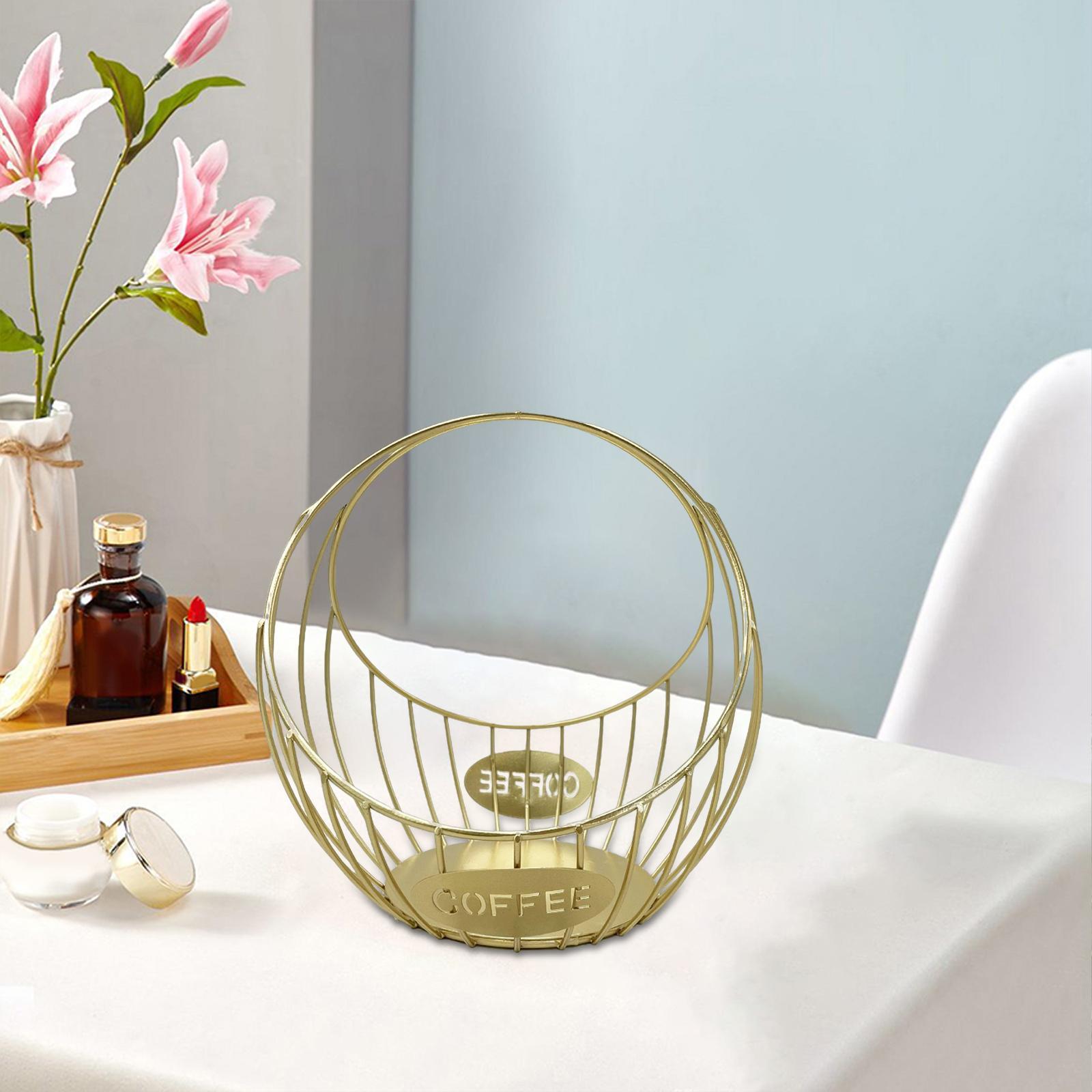 Coffee Pod Holder Organizer, cup holder   Holder Storage Basket , Gold