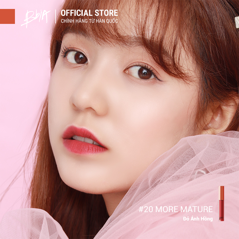 Son kem lì Bbia Last Velvet Lip Tint - 20 More Mature 5g (Màu hồng đỏ đất)