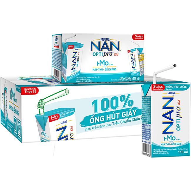 Thùng 36 Hộp Nestlé Nan Optipro Kid Hộp Pha Sẵn 115ml ( 36 x 115ml) )