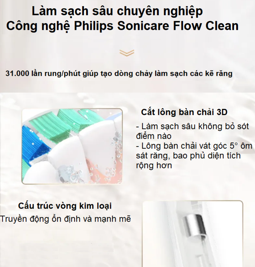 Bàn chải đánh răng điện rhương hiệu Hà Lan cao cấp Philips Sonicare Series 5200 HX3697 - 3 chế độ làm sạch - Hàng chính hãng