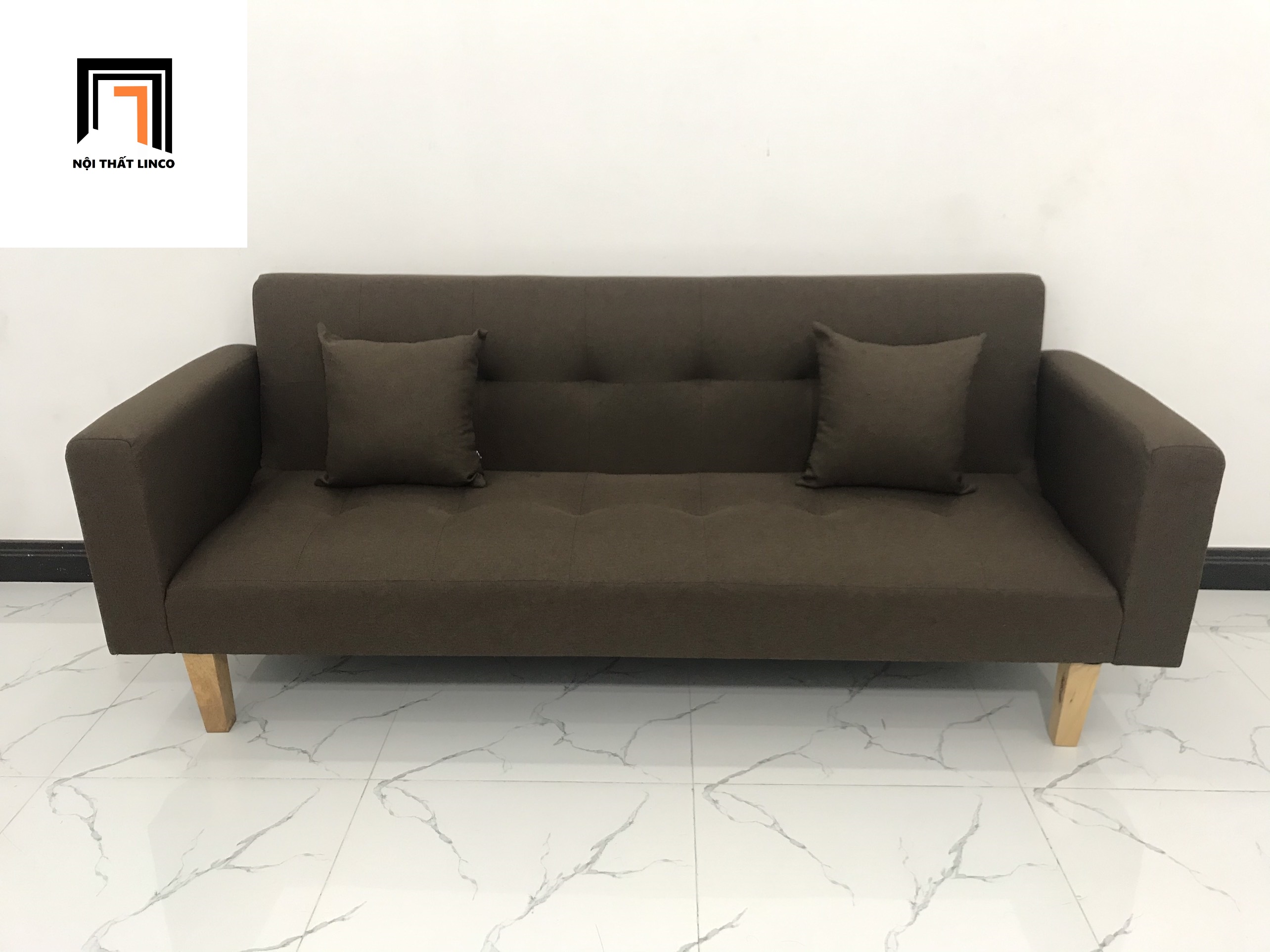 Ghế sofa băng giường nằm TV màu nâu đậm nhiều kích cỡ