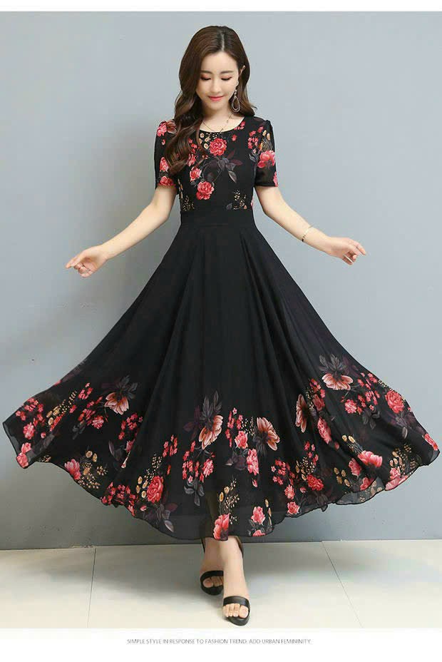 ĐẦM MAXI HỌA TIẾT HOA CAO CẤP