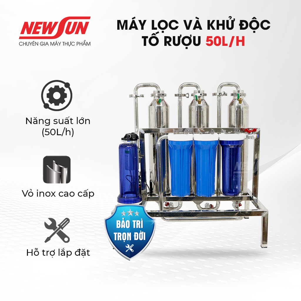 Máy lọc và khử độc tố methanol NEWSUN 50L/h lọc nhanh, thơm, ngon - Hàng chính hãng