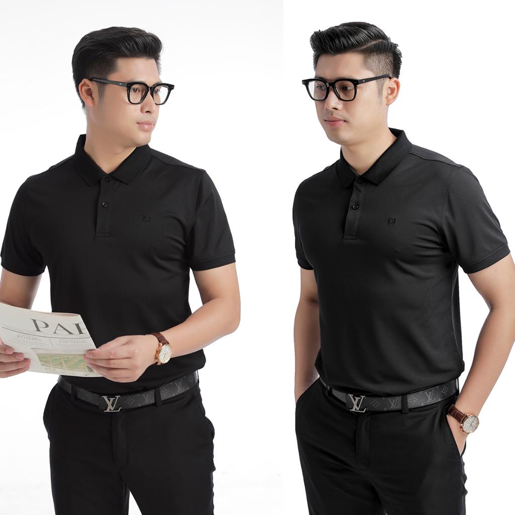 Áo nam polo màu đen dáng đẹp cá sấu Poly thể thao ngắn tay trơn cao cấp có cổ GIFASHION MPC30312