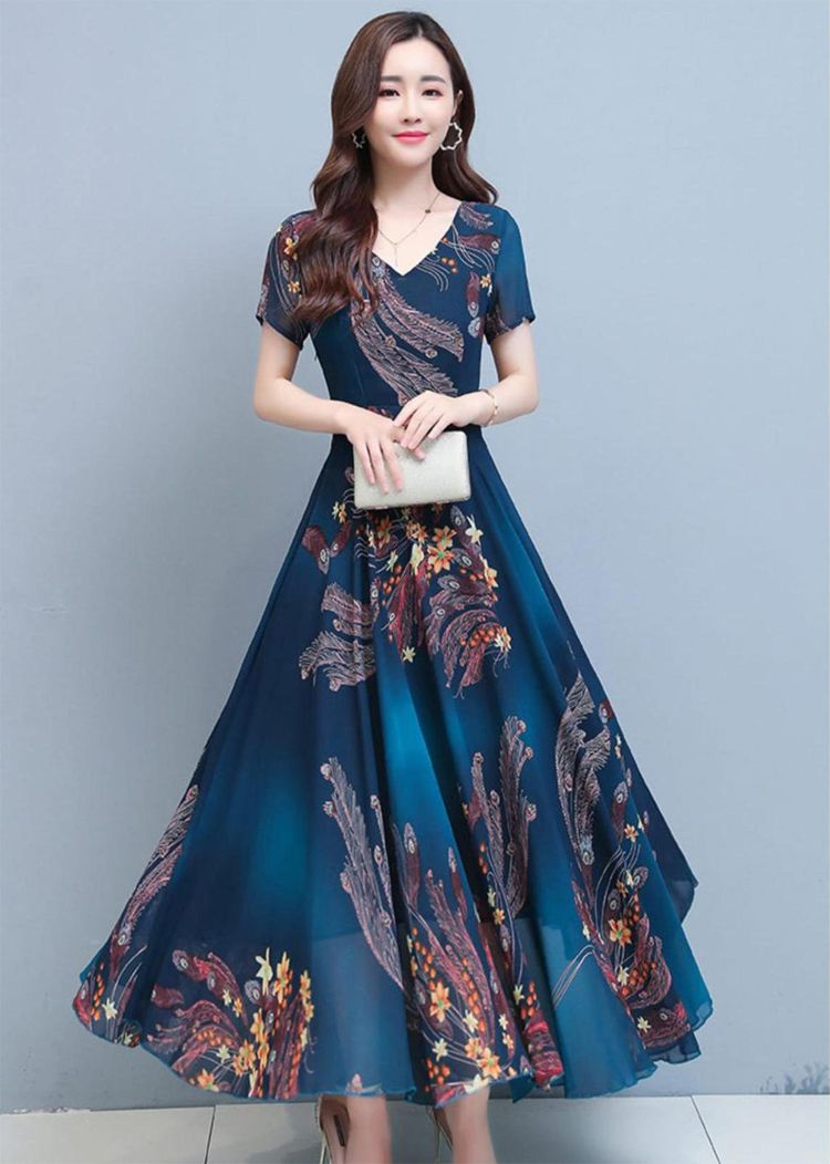 Đầm maxi họa tiết cao cấp
