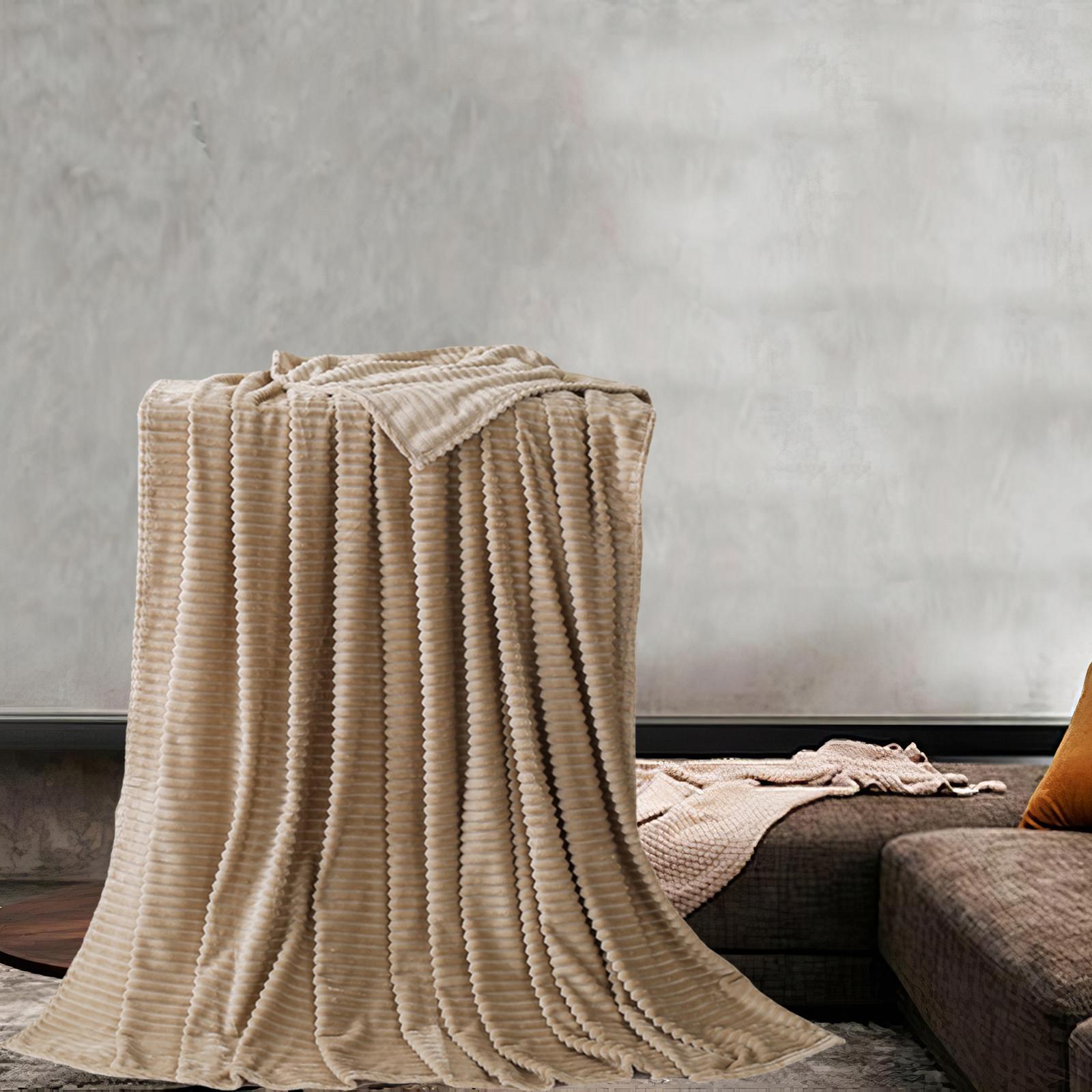 Plush Flannel Blanket Fleece Throw Blanket  Blanket Home Bedroom Home Beige