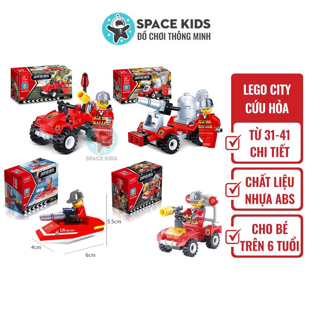 Đồ chơi Xếp hình Lego city minifigures cho bé chủ đề Cứu hỏa từ 31 đến 41 chi tiết chất liệu nhựa ABS