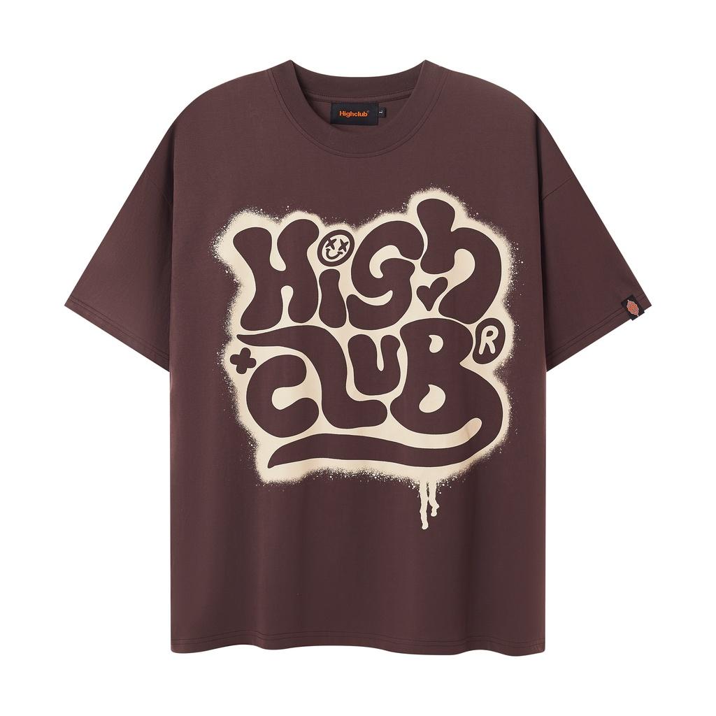 Áo Thun SPRAYPAINT Tay Lỡ Unisex Nam/Nữ màu Nâu Cổ Tròn - HIGHCLUB