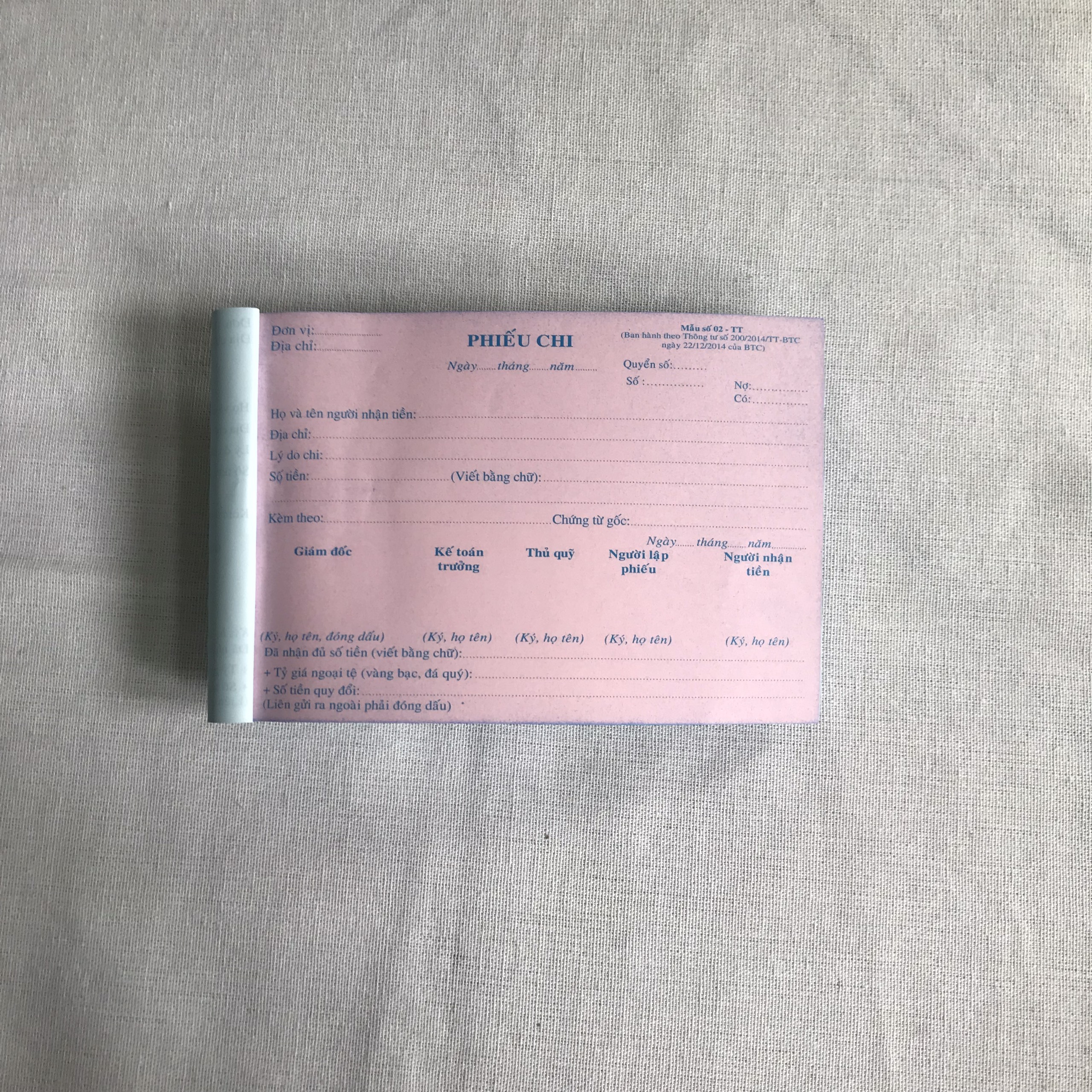 PHIẾU CHI 3 LIÊN 13X19 30 BỘ