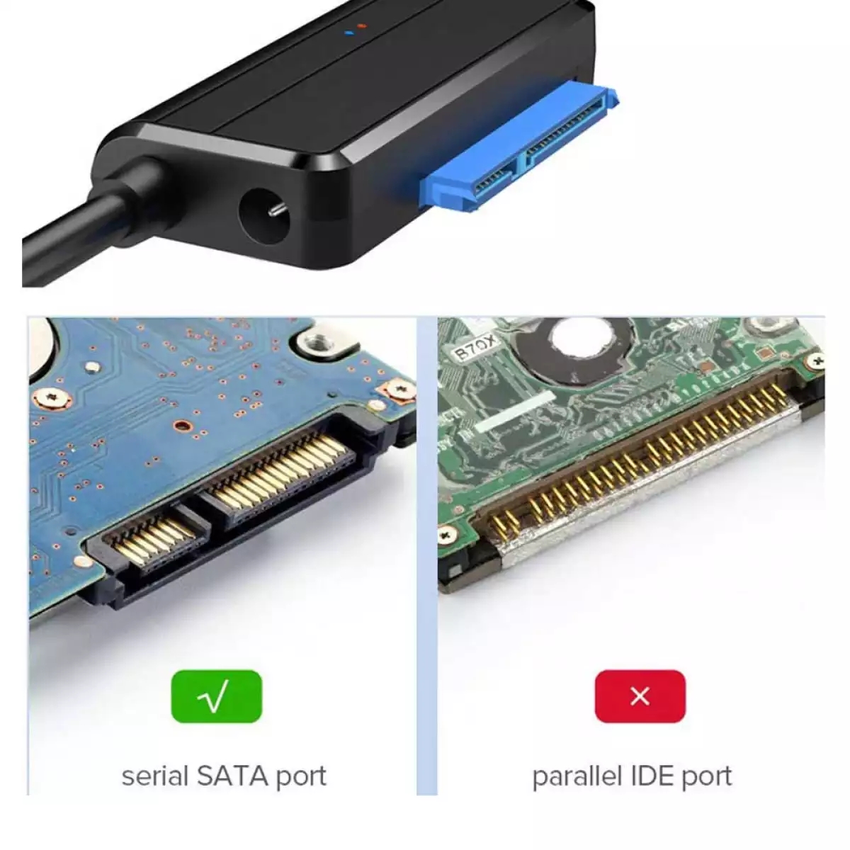 Bộ Chuyển Đổi Cáp Ổ Cứng USB SATA III Đen Có đèn báo tín hiệu tốc độ cao + Tặng kèm que chọc sim