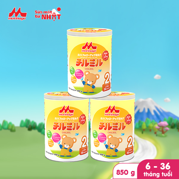 Combo 3 hộp sữa Morinaga số 2 Chilmil 850gr/ hộp - Nguyên tem, nguyên đai