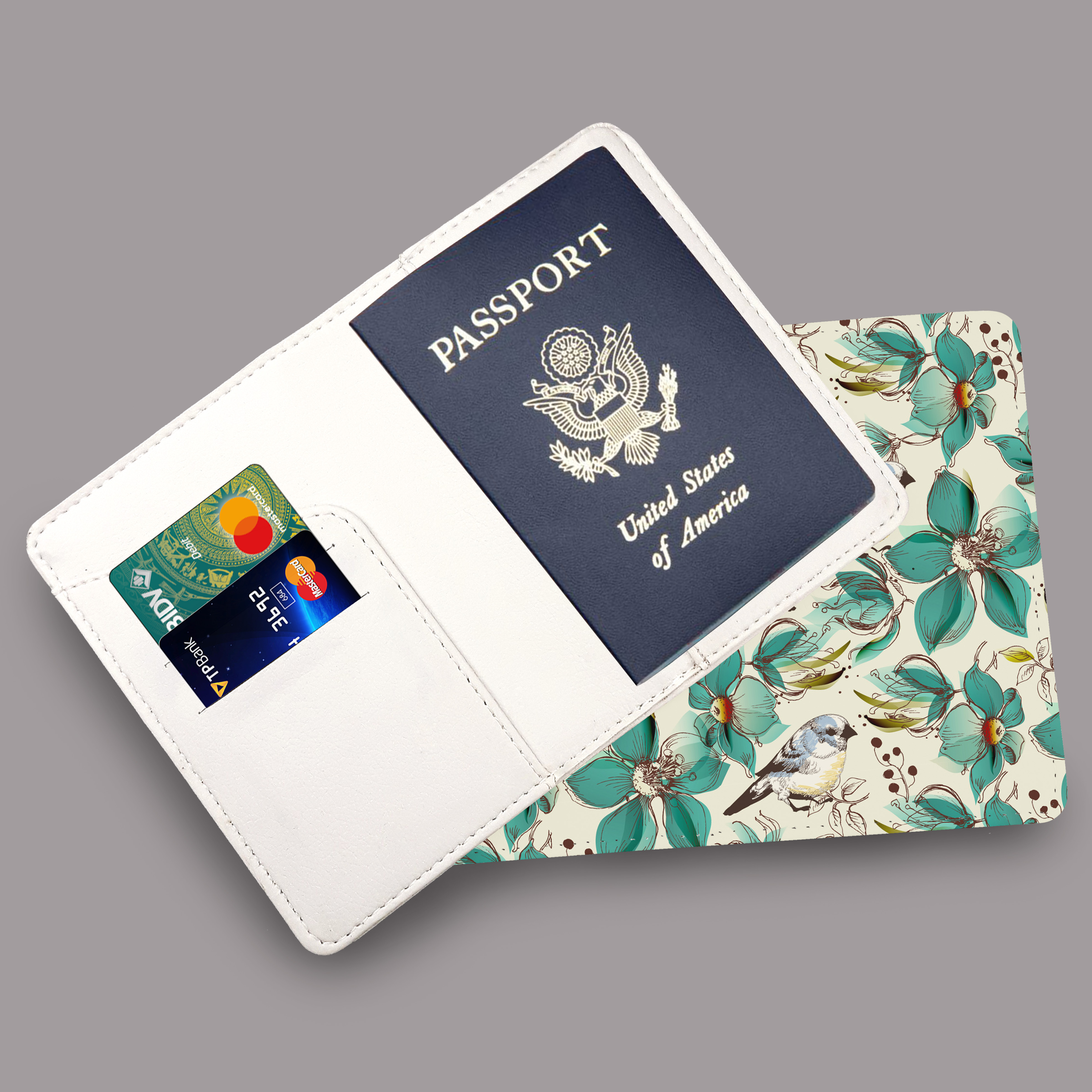Bao Da Hộ Chiếu Hoạ Tiết HOA - Ví Đựng Passport Du Lịch Cá Tính - PPT082