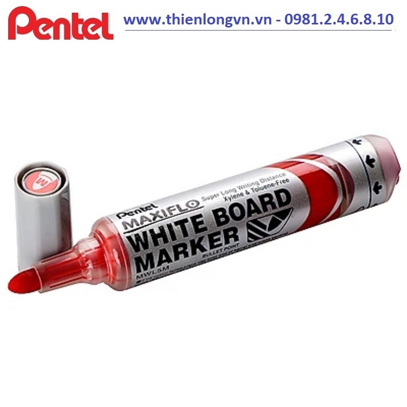 Bút viết bảng bấm Pentel MWL5M mực đỏ