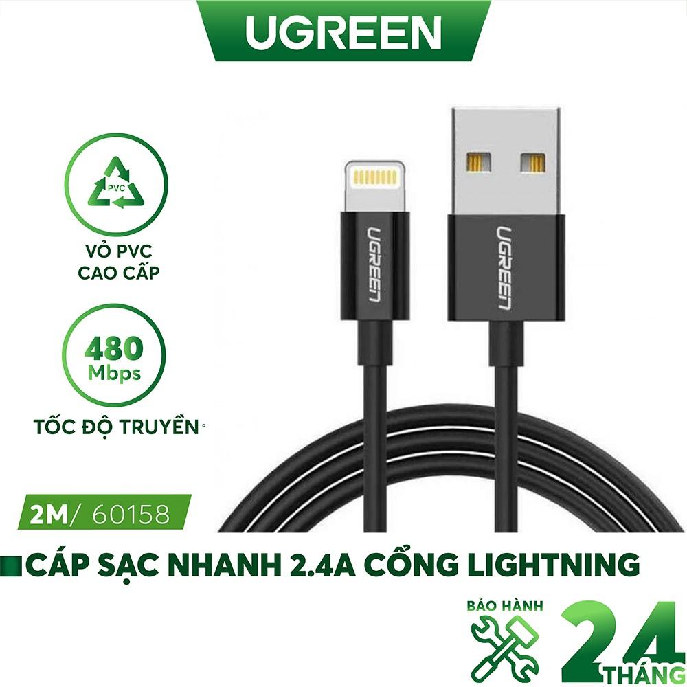 Cáp sạc Light/ning MFI UGREEN US155 US199 US291 cho iPhone / iPad / iPod dòng 2.4A dài 1m 2m - Hàng chính hãng