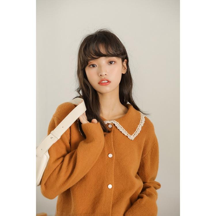 Áo Khoác Len Nữ Cam Viền Ren 788