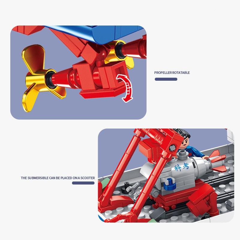Đồ chơi Lắp ráp Thuyền nghiên cứu biển, Panlos 688010 Deep sea one, Xếp hình thông minh, Mô hình Thuyền