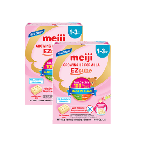 Combo 2 hộp Sản phẩm dinh dưỡng Meiji Growing Up Formula EZcube - Nhập khẩu chính hãng (560g)