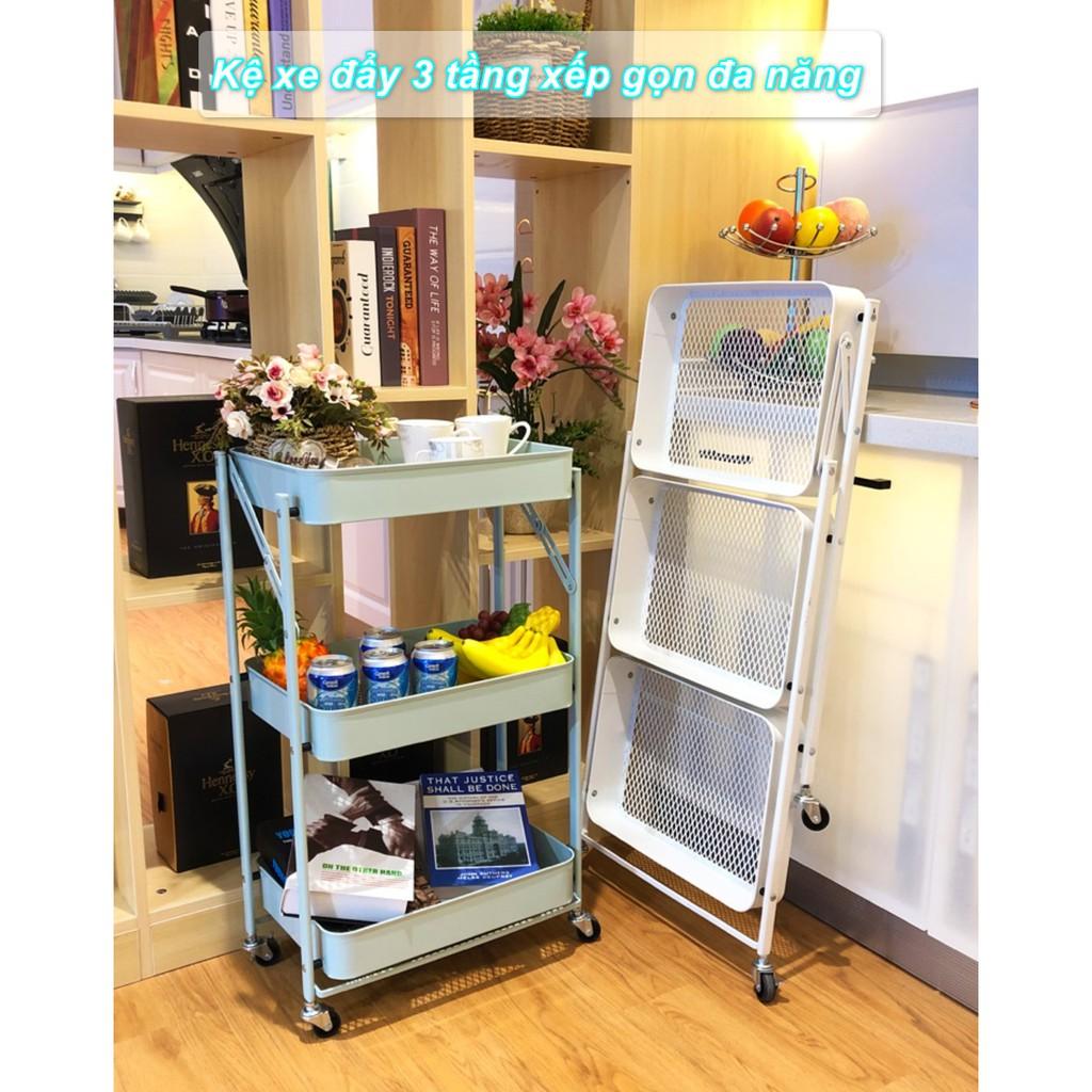 Kệ 3 tầng có bánh xe để góc bếp Oritatami