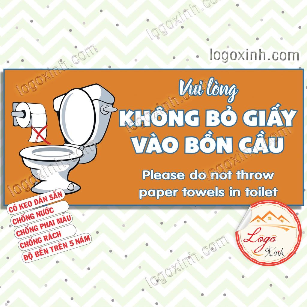 Logo Tem Sticker Nhắc Nhở Không Bỏ Giấy, Vứt Giấy Vào Bồn Cầu, Tránh Gây Tắc Nghẽn Bồn Cầu, Toilet,Decal Dán Có Keo Sẵn