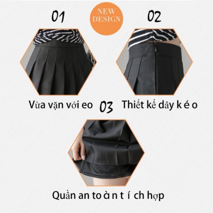 Váy mini xếp ly có quần trong cạp cao phong cách Hàn Quốc ! *