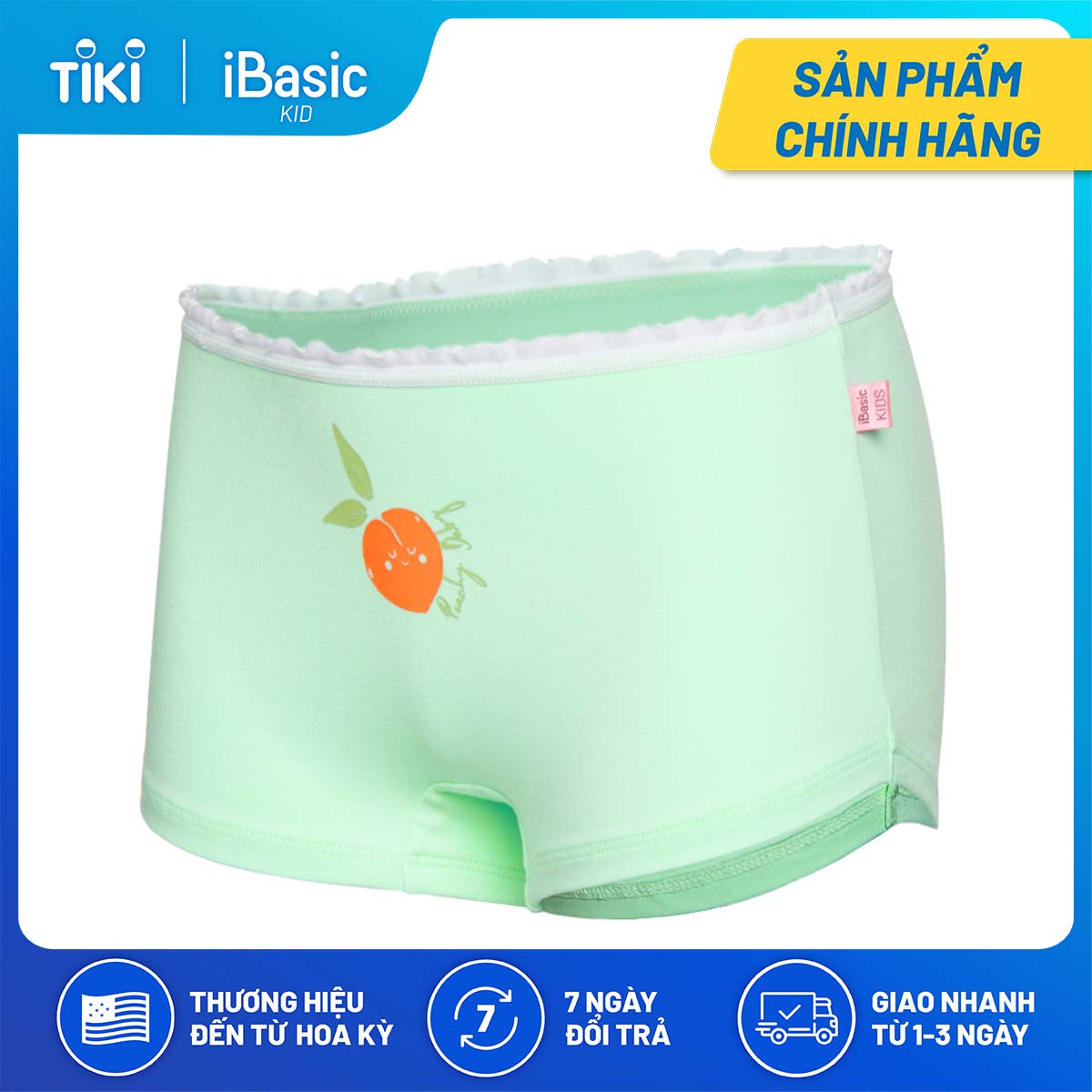 Hộp 3 quần lót bé gái cotton boyshort hoạ tiết iBasic PANG020