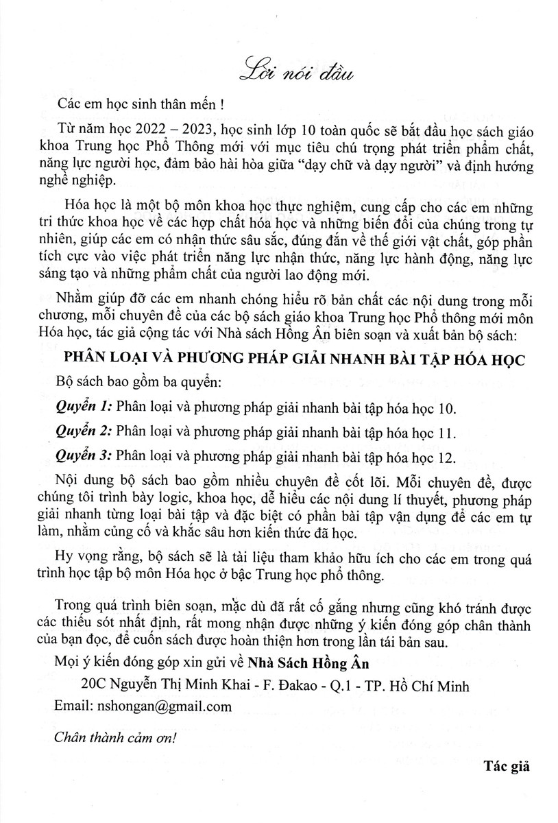 Phân Loại Và Phương Pháp Giải Nhanh Bài Tập Hóa Học 10 (Biên Soạn Theo Chương Trình GDPT Mới) -  Quách Văn Long