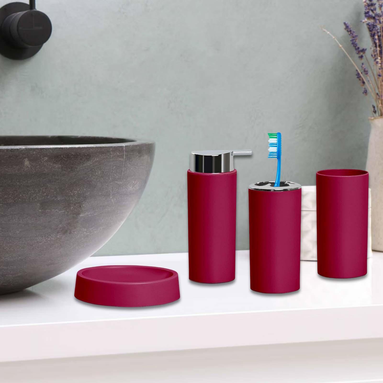 4 Pieces Plastic Bathroom Accessories Set for Countertop Bathroom Toilet