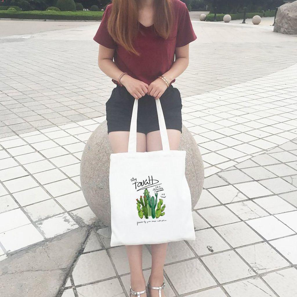 Túi Tote In hình Xương Rồng cho các bạn nữ