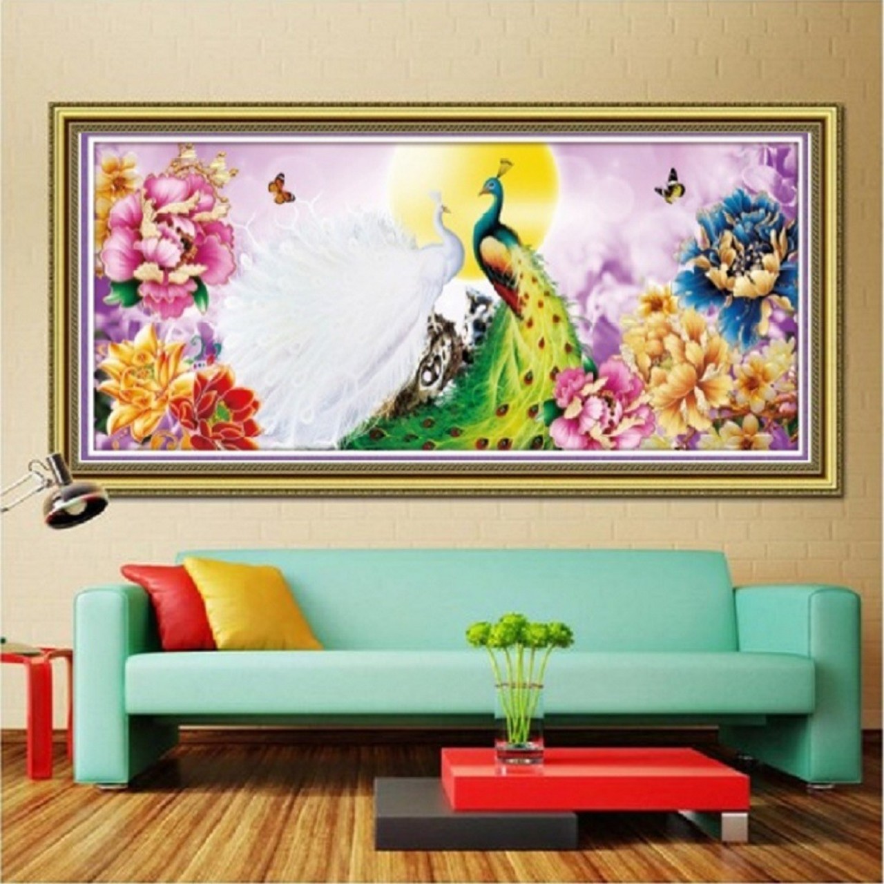 Tranh thêu chữ thập 3D Phu thê viên mãn - khách tự thêu