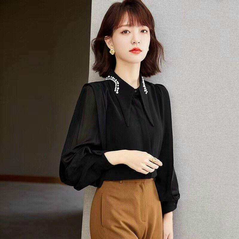 ÁO SƠ MI CỔ NHỌN KẾT HỘT CHÂU