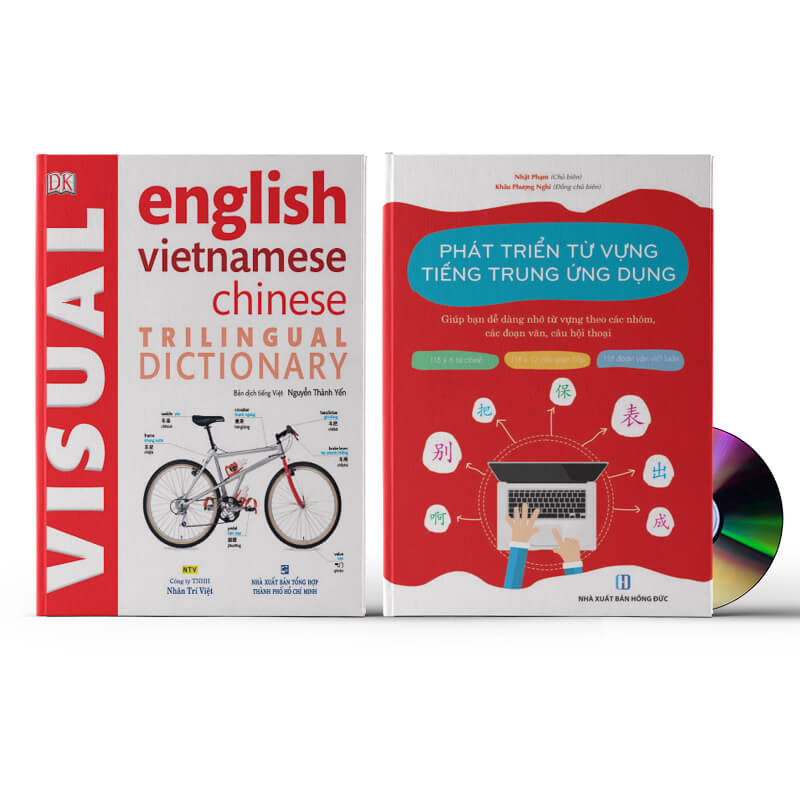 Combo 2 sách Từ điển hình ảnh Tam Ngữ Trung Anh Việt – Visual English Vietnamese Chinese Trilingual Dictionary +Phát triển từ vựng tiếng Trung Ứng dụng (in màu) (Có Audio nghe) +DVD tài liệu