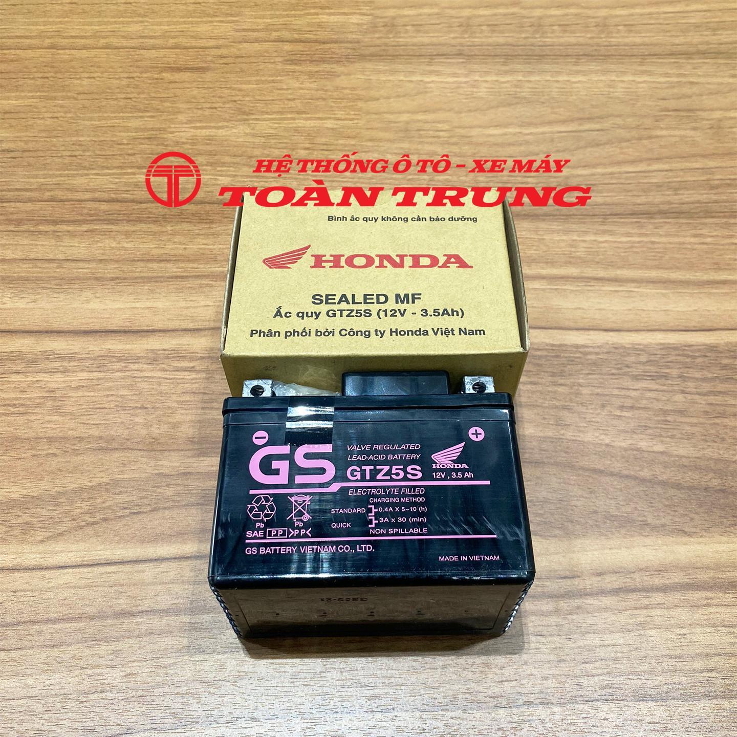 Bình ắc quy (GTZ5S12V 3.5A) chính hãƞg Honda &quot;31500KPHB31&quot;, sử dụng cho các dòng xe Wave α/S/RS/RSX, Airblade 110, Click, Future…