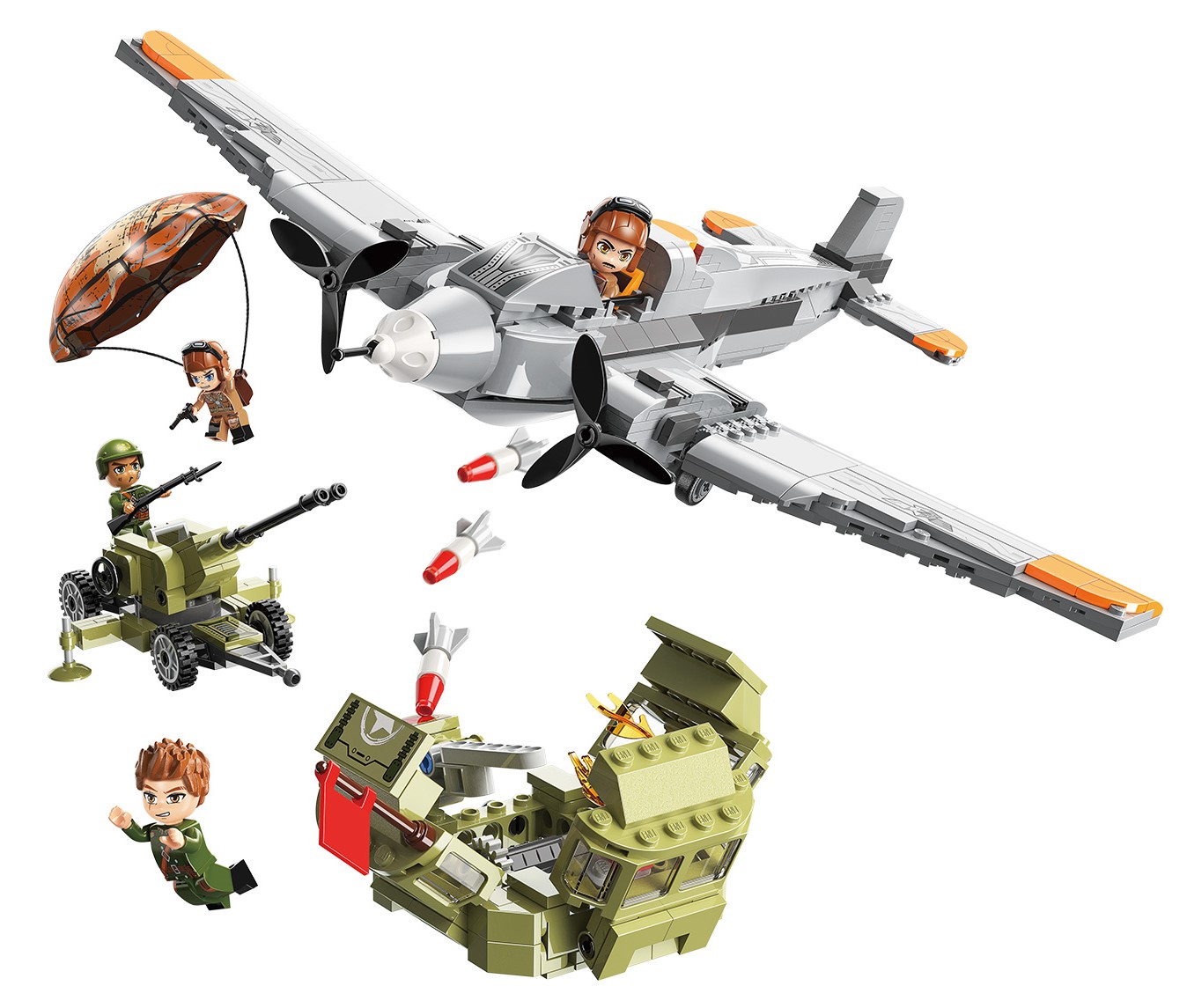 Hình ảnh Đồ chơi lắp ráp xếp hình Máy bay chiến đấu Qman 21013 – Máy bay ném bom (557 mảnh ghép) dành cho các bé trên 6 tuổi