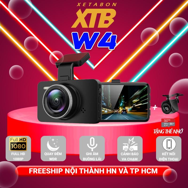 Camera hành trình ô tô W4 kết nối điện thoại màn HD ghi hình kép trước sau góc siêu rộng 170 độ bảo hành 12 tháng