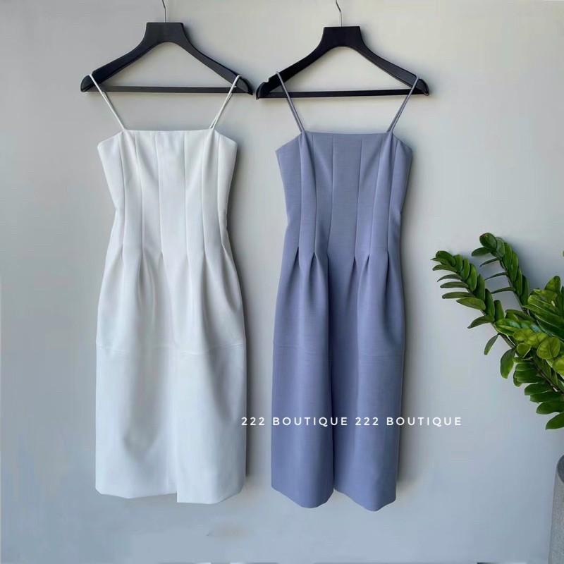 Váy DT 2 dây thân xếp ly bồng HQ