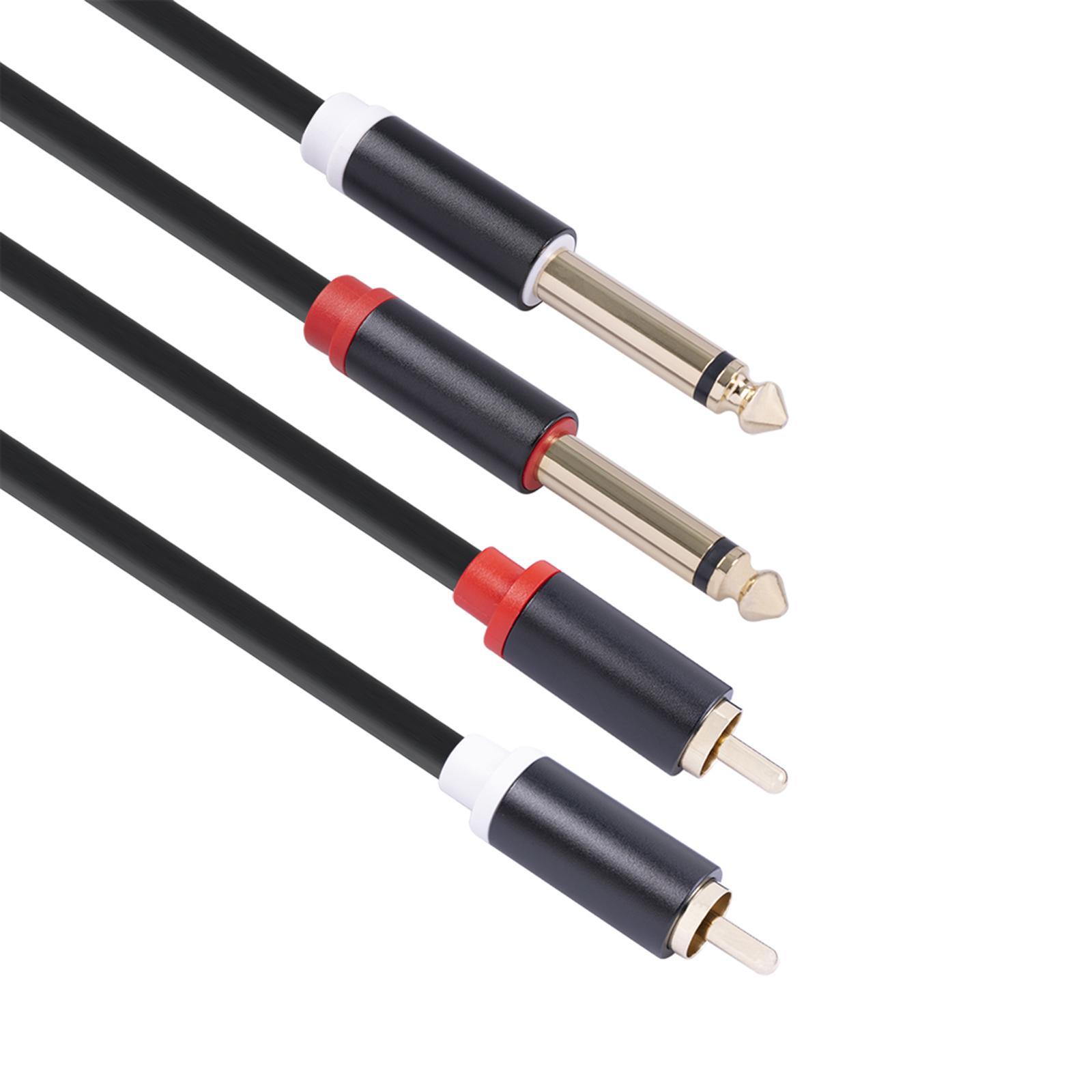 Dual 6.35mm to Dual RCA Cable 4.9ft Male to Male Audio Converter Cable Stereo AUX Cord for TV